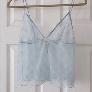 SKIMS Light Blue Sheer Lace Chemise